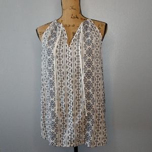 LOFT blue white embroidery strap tank top